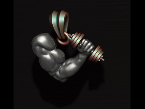 Muscle arm with barbell pendant 3D Print Model