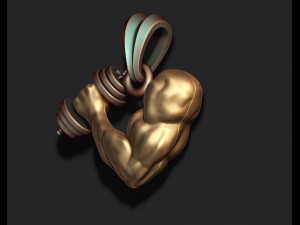 Muscle arm with barbell pendant 3D Print Model
