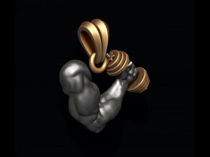 Muscle arm with barbell pendant 3D Print Model