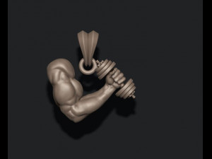 Muscle arm with barbell pendant 3D Print Model