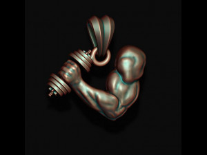 Muscle arm with barbell pendant 3D Print Model