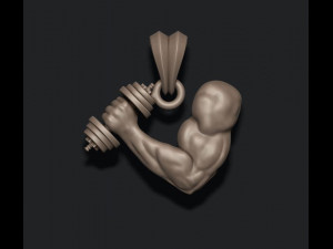 Muscle arm with barbell pendant 3D Print Model