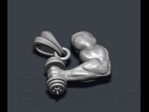 Muscle arm with barbell pendant 3D Print Model