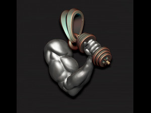 Muscle arm with barbell pendant 3D Print Model