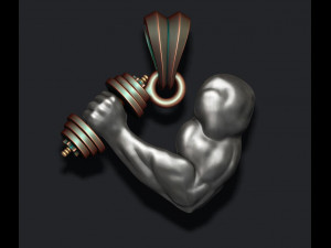 Muscle arm with barbell pendant 3D Print Model