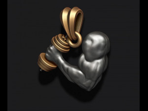 Muscle arm with barbell pendant 3D Print Model
