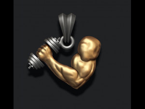 Muscle arm with barbell pendant 3D Print Model