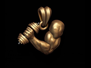 Muscle arm with barbell pendant 3D Print Model