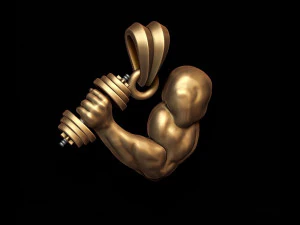Muscle arm with barbell pendant 3D Print Model