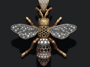 Bee pendant with diamonds 3D-printmodel