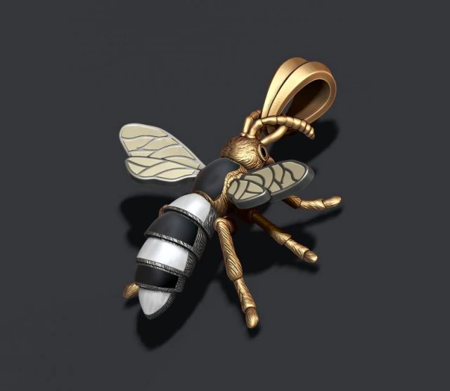 Bee pendant with enamel 3D Print Model .c4d .max .obj .3ds .fbx .stl .blend