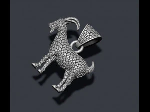 Goat pendant with gems 3D Print Model