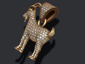 Goat pendant with gems 3D Print Model