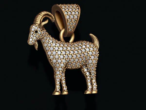 Goat pendant with gems 3D Print Model
