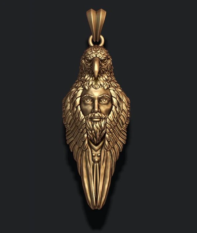 Man with eagle pendant 3D Print Model .c4d .max .obj .3ds .fbx .stl .blend 