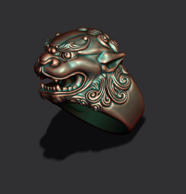 Foo dog lion ring 3D Print Model .c4d .max .obj .3ds .fbx .stl .blend 