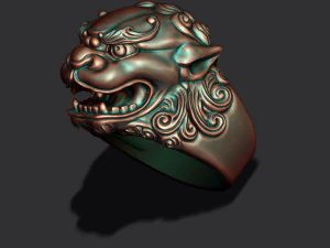 Кільце Foo собака лев 3D Принт Модель