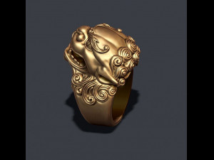 Foo dog lion ring 3Dプリントモデル