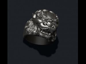 Foo dog lion ring 3Dプリントモデル