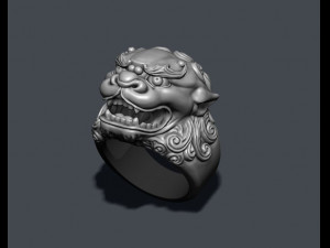 Foo dog lion ring 3Dプリントモデル