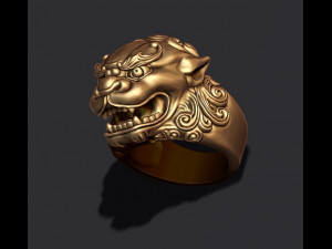 Foo dog lion ring 3Dプリントモデル