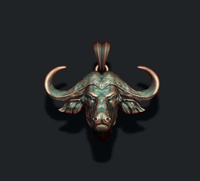 Buffalo pendant 3D Print Model .c4d .max .obj .3ds .fbx .stl .blend 