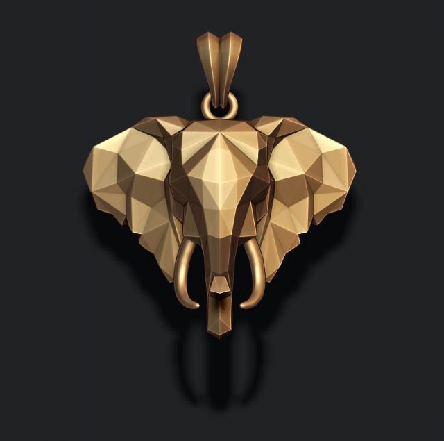 Elephant pendant low poly Model Cetak 3D .c4d .max .obj .3ds .fbx .stl .blend 