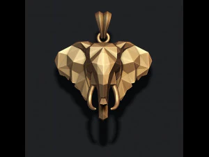 象のペンダントのローポリ 3Dプリントモデル