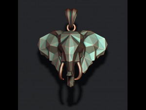 Elephant pendant low poly Model Cetak 3D