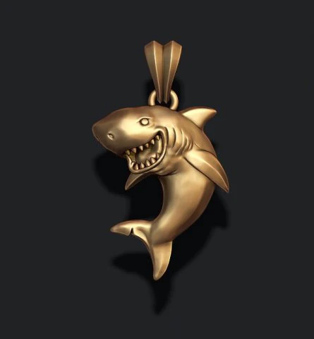 Shark pendant basrelief 3D Print Model .c4d .max .obj .3ds .fbx .stl .blend 