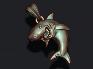 Shark pendant basrelief Modello di stampa 3D