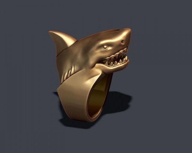 Shark ring 3D 打印模型 .c4d .max .obj .3ds .fbx .stl .blend