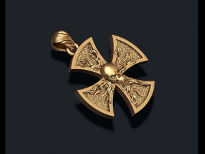 Fire cross with skull pendant Modello di stampa 3D