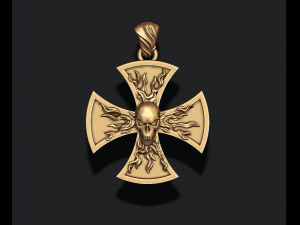 Fire cross with skull pendant 3D प्रिंट मॉडल