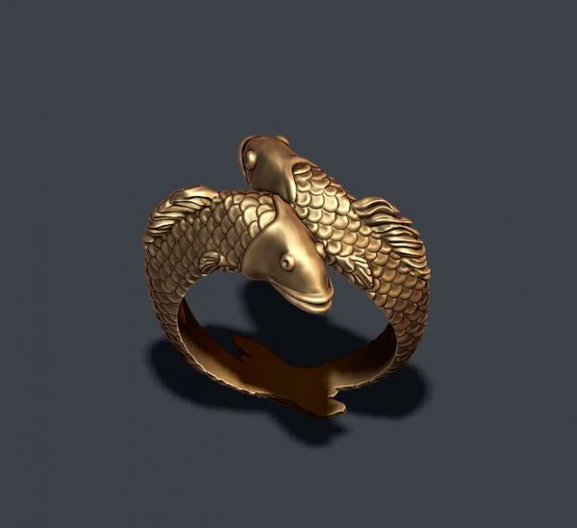 Fish ring 3D Print Model .c4d .max .obj .3ds .fbx .stl .blend 