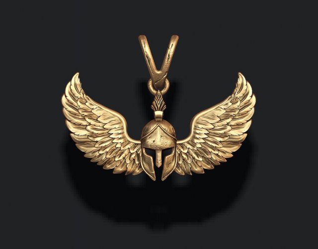 Spartan helmet wings pendant 3D 프린트 모델 .c4d .max .obj .3ds .fbx .stl .blend 