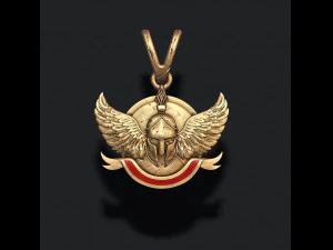 スパルタンヘルメットシールドウイングペンダント 3Dプリントモデル