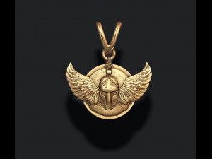Spartan helmet shield wings pendant 3Dプリントモデル