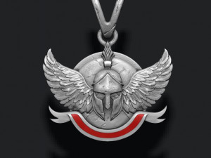 Spartan helmet shield wings pendant 3Dプリントモデル