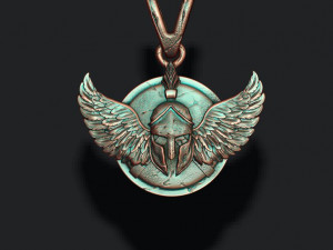 Spartan helmet shield wings pendant 3Dプリントモデル