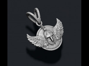 Spartan helmet shield wings pendant 3Dプリントモデル