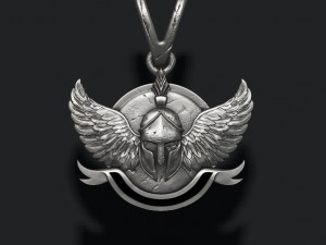 Spartan helmet shield wings pendant 3Dプリントモデル