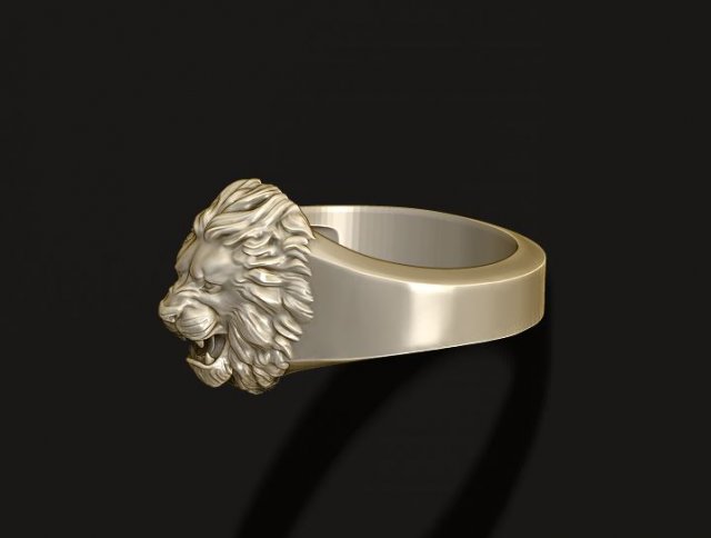 Small head lion ring 3D Print Model .c4d .max .obj .3ds .fbx .stl .blend 