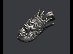 King gorilla with crown pendant 3D Принт Модель