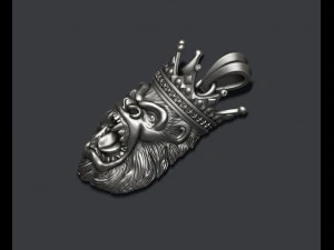 King gorilla with crown pendant 3D Print Model