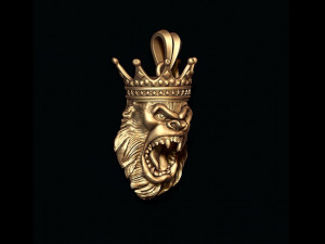 King gorilla with crown pendant 3D Принт Модель