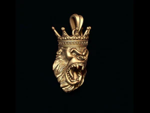 King gorilla with crown pendant 3D Print Model