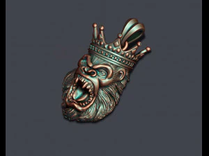 King gorilla with crown pendant 3D Print Model
