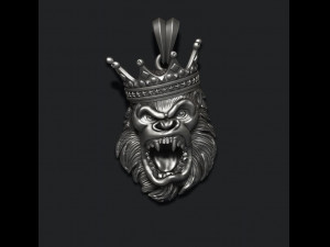 King gorilla with crown pendant 3D Принт Модель