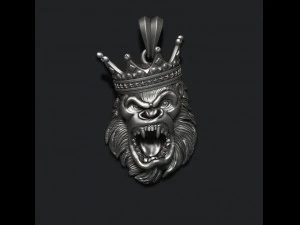 King gorilla with crown pendant 3D Print Model
